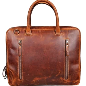 Mars Tan Leather Compact Laptop Bag