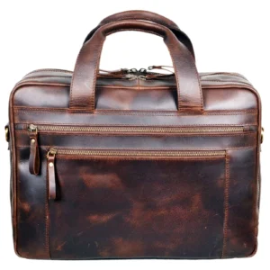 Mars Brown Leather Travel Laptop Bag