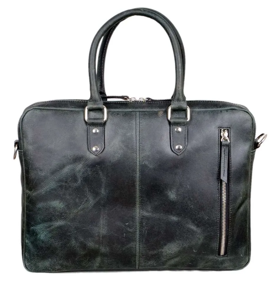 Mars Gray Leather Executive Laptop Bag