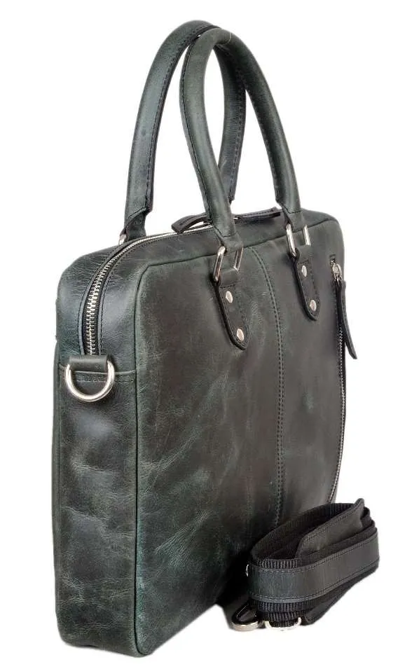 Mars Gray Leather Executive Laptop Bag - Image 3