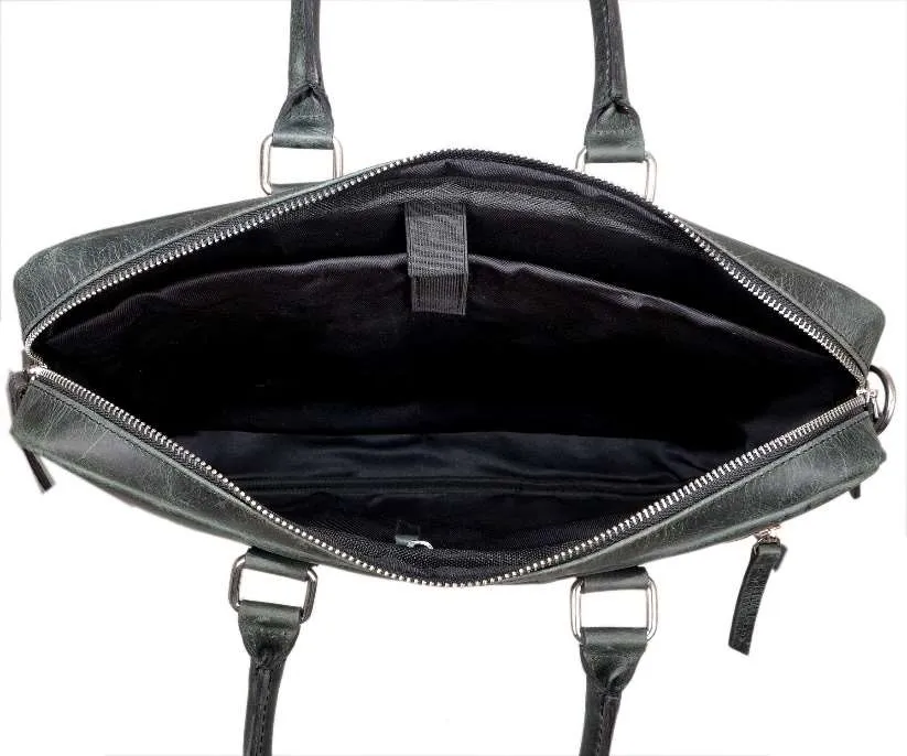 Mars Gray Leather Executive Laptop Bag - Image 4