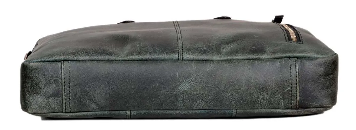 Mars Gray Leather Executive Laptop Bag - Image 5