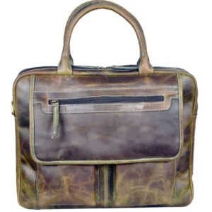 Mars Green Leather Laptop Backpack