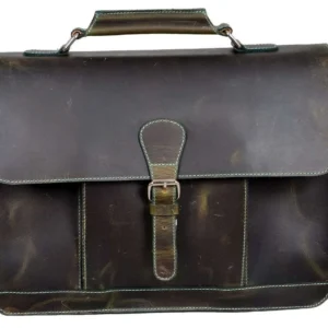 Mars Green Leather Business Laptop Bag