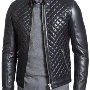 Luxe Diamond Leather Jacket