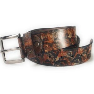 Printed Leather Belt - Mixed Brown Pattern