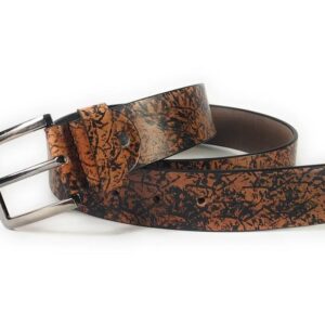 Printed Leather Belt - Dark Brown Pattern