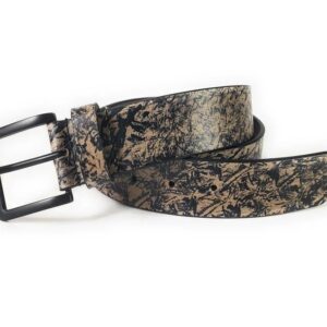 Printed Leather Belt - Grey Pattern